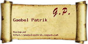 Gaebel Patrik névjegykártya